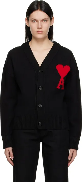 AMI Alexandre Mattiussi Black Ami De Cœur Cardigan