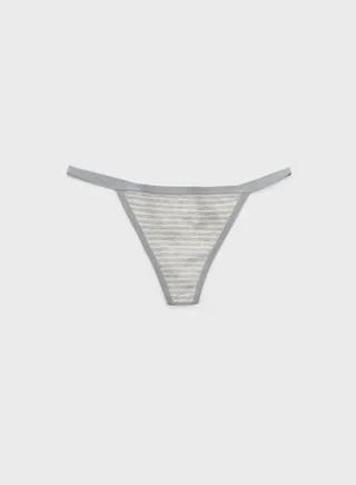 Striped High Leg Thong 
