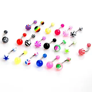 20-Piece Assorted Ball Navel Belly Button Rings 
