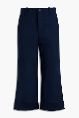 Cropped stretch-cotton pants