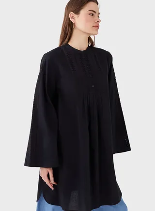 Openwork Button Down Tunic 