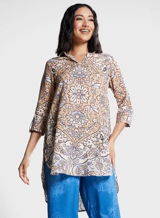 V-Neck Printed Kurti 