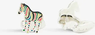 Mens Cyclist Stripe Zebra-shape Multi-colour Stripe Copper and Zinc Cufflinks