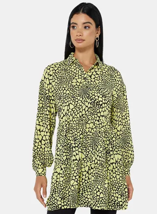Multi Heart Print Tunic Yellow/Black 
