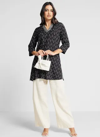 V-Neck Printed Tunic 
