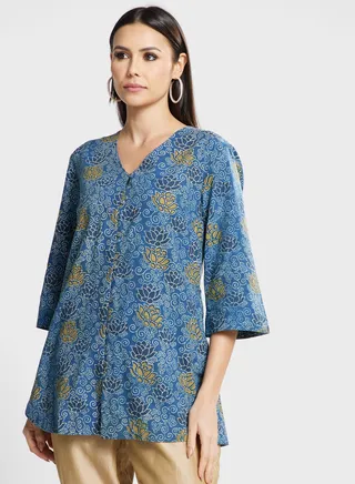 Floral Print Button Down Tunic 