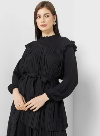 Pleated Tunic With Belt 