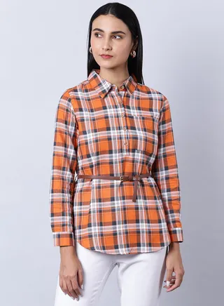 Long Sleeve Checkered Tunic Multicolour 