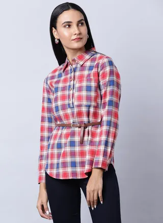 Long Sleeve Checkered Tunic Multicolour 