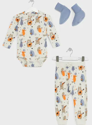 Kids Printed Bodysuit & Pants Set 