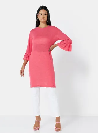 Jakuri Longline Knitted Tunic Pink 