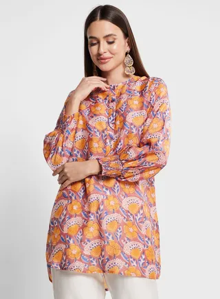 Printed Button Detail Top 