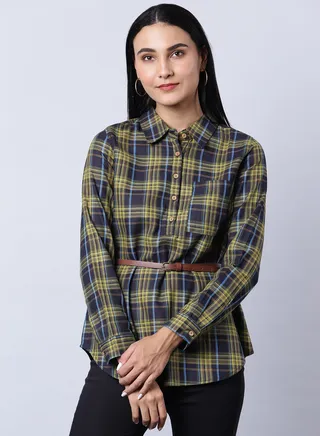 Long Sleeve Checkered Tunic Multicolour 
