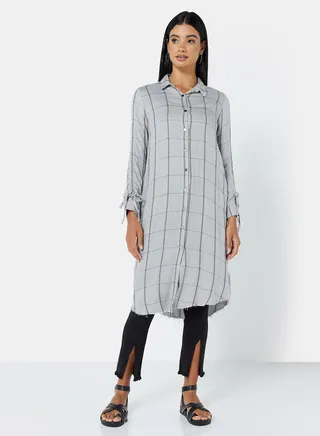 Collared Midi Dress Grey 