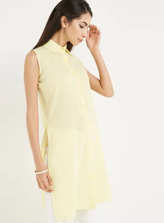 Collared Neck Tunic Yellow 
