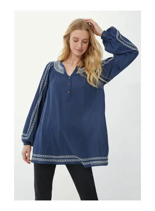 Embroidered Crepe Tunic 