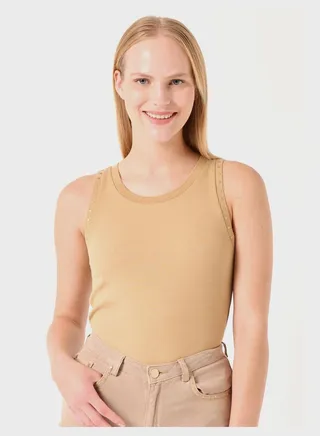 Round Neck Embroidered Tank Top 