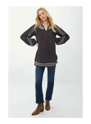 Embroidered Crepe Tunic 