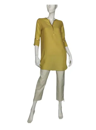 Ethnic Yellow V Neck Summer Tunic 