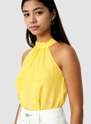Hi Yellow Satin Top 