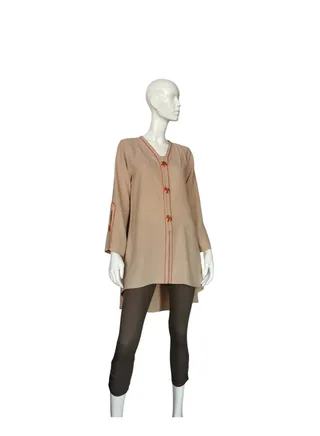 Cream Beige Tent Styled Tunic With Bell Shaped Sleeve By Sanaa Kayum 