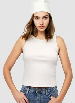 Hello Round Neckline White Top 
