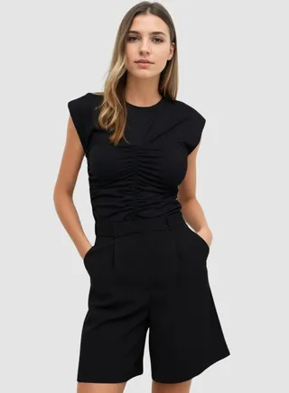 Ruched Fit To Waist Top 