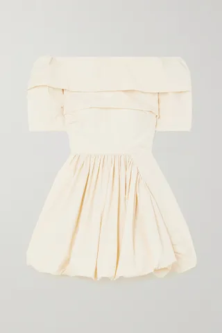 Molly Goddard - Paisley Off-the-shoulder Gathered Cotton Mini Dress - Cream