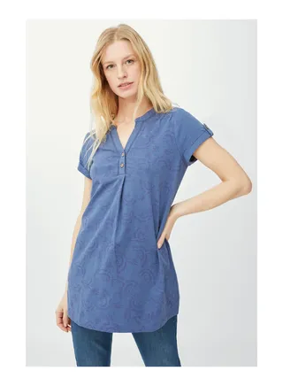 Short sleeve Tonal Bird Print Tunic 