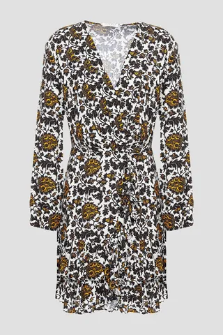 Dami wrap-effect tiered printed satin-jacquard mini dress