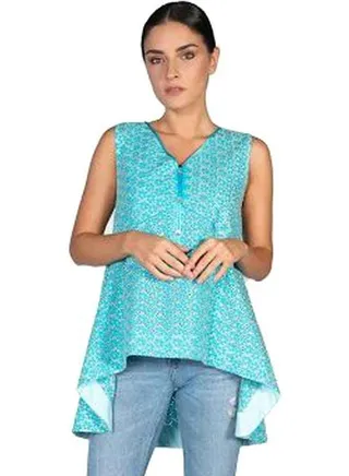 Printed Tent Tunic Teal 
