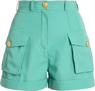 High-Waisted Wool Cargo Shorts