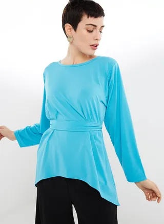 Round Neck Long Sleeves Tuinc Blue 