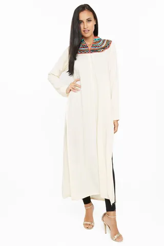 Long Sleeve Casual Tunic White 