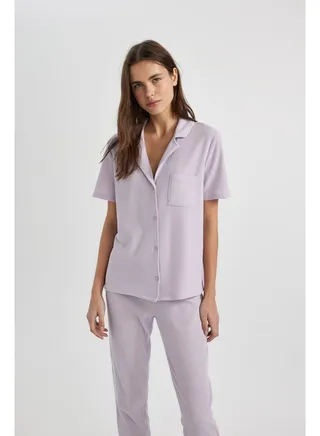 Woman Regular Fit Short Sleeve Homewear Knitted Tops 