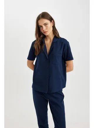 Woman Regular Fit Short Sleeve Homewear Knitted Tops 
