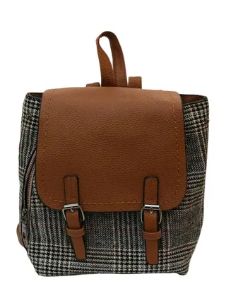 Buckle Closure Casual Backpack Brown 