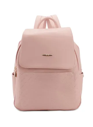 Faux Leather Fashion Backpack Light Pink 