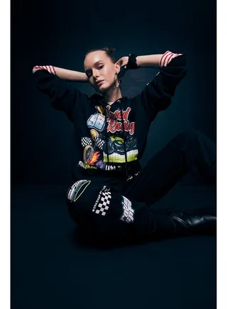 Woman Oversize Fit Hooded Knitted Sweat Shirt 