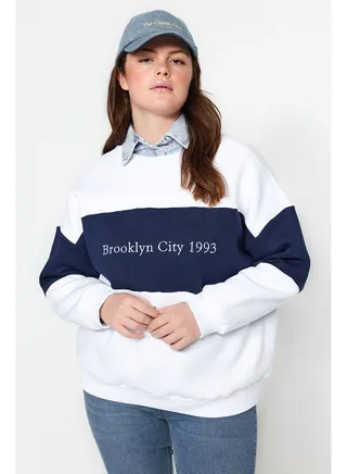 Plus Size White Sweatshirt TBBAW24AO00024 