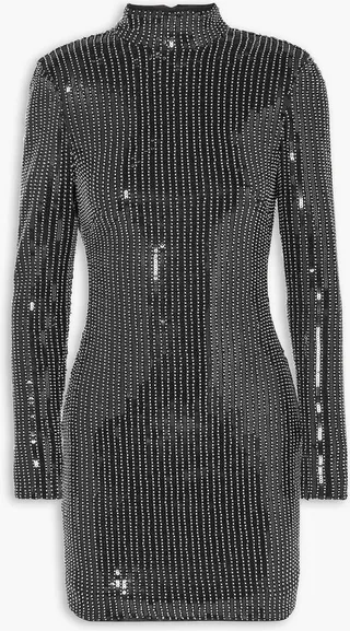Caterina open-back embellished jersey mini dress
