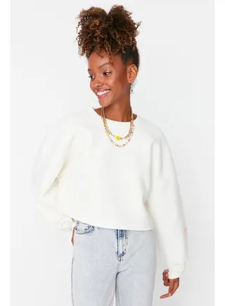 Sweatshirt - Ecru - Relaxed fit 