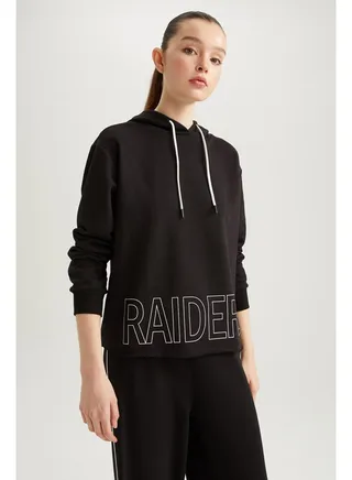 Woman Standart Fit Hooded Long Sleeve Knitted Sweat Shirt 