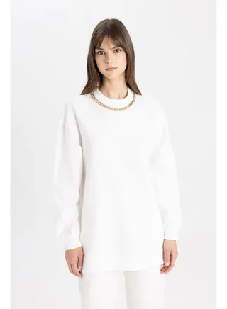 Woman Regular Fit Bike Neck Long Sleeve Knitted Sweat Tunic 