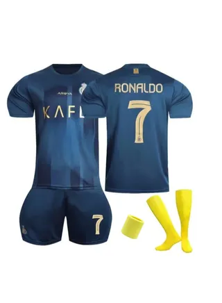 Children's Football Jersey No. 7  Ronardo Jersey 22/23 Away Jersey, Football Soccer Jersey, Football Jerseys, Football T-Shirt, Shorts and Socks Set for Kids 