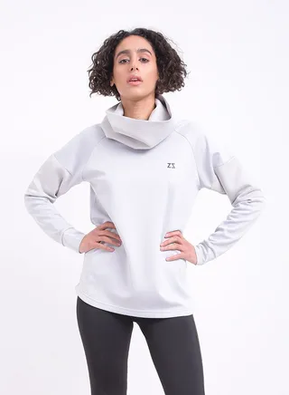 B8246 Very High Collar Sweat Shirt Grey 