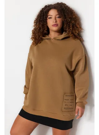 Mink Embroidery Detailed Oversize Knitted Sweatshirt TBBAW24AO00018 
