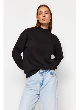 Sweatshirt - Black - Loose Fit 