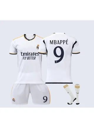 Real Madrid No. 9 Children's and Youth Football Uniform  Three-Piece Set 