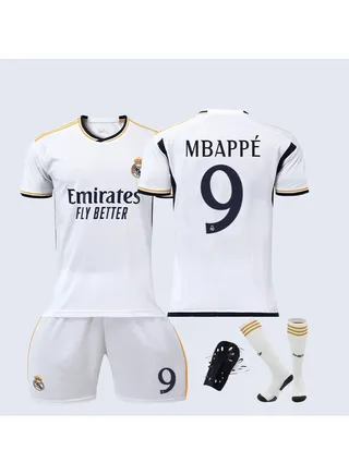 Real Madrid No. 9 Mbappe Children's and Youth Football Uniform  Four-Piece Set 